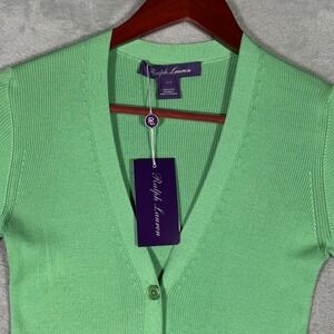 Ralph Lauren Purple Label Collection Sweater Womens S Green Silk Button Cardigan